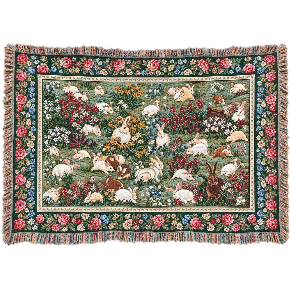 Vintage Goodwin Weavers "Cotton Tales" rabbit blanket 48x68 100% Cotton